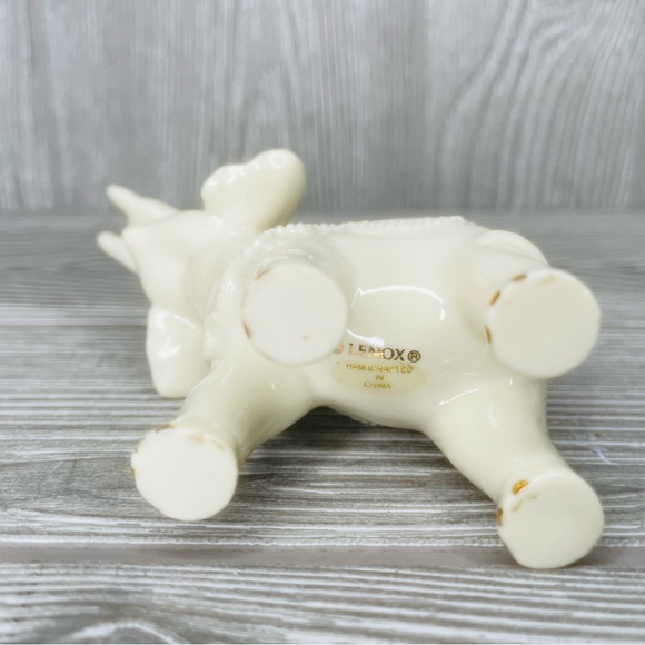 Rare Vintage Lenox Porcelain Elephant Figurines white gold figurine & bowl dish - Picture 15 of 16